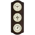 Bey Berk International Bey-Berk International WS418 Brass Quartz Clock Tide Clock & Barometer with Thermometer in Ash Wood WS418